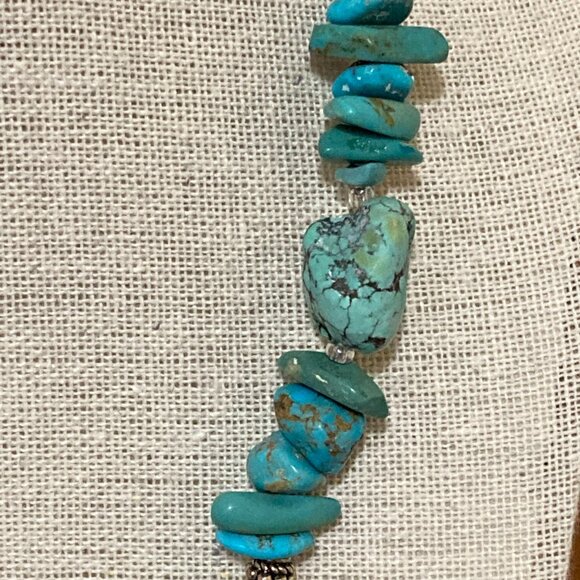 Peyote Bird Turquoise Necklace 925 Sterling Silver 16" - Picture 4 of 13